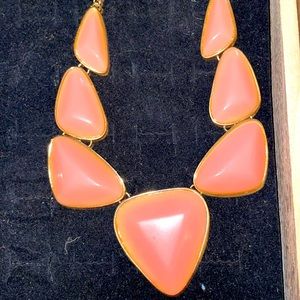 Gold toned and salmon color statement necklace